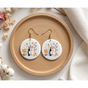 Wine Country Wine Lover Earrring For A Girlfriend  Cirlle Earringss
